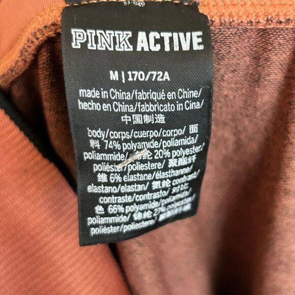 Victoria's Secret PINK Active Seamless Leggings Medium High Waisted Orange Black - Picture 6 of 6